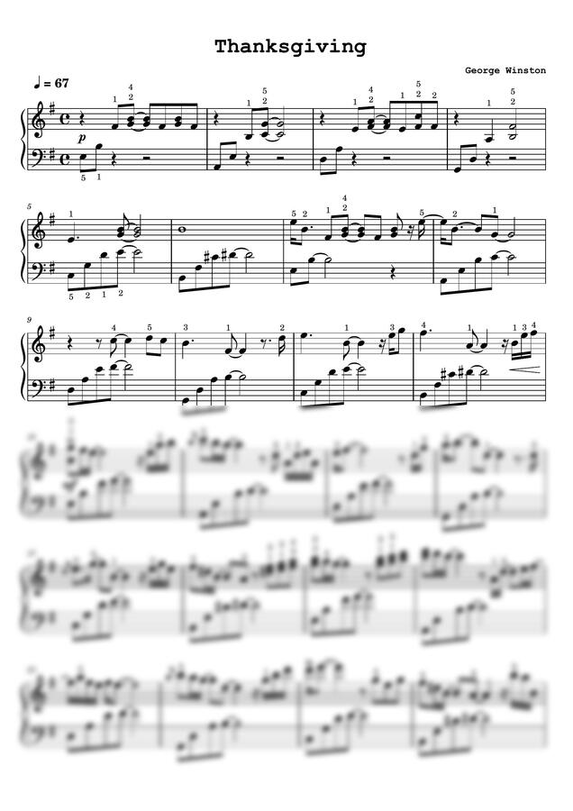 조지윈스턴 George Winston - Thanksgiving 땡스기빙 (원곡 조금쉬운 악보) by 윤쌤 피아노/ yoon piano0
