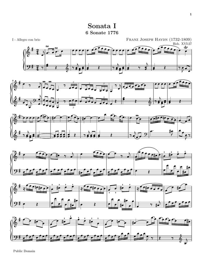 Haydn - Sonata No.1 - 1st Mov. - Hob. XVI:27 - Allegro con brio