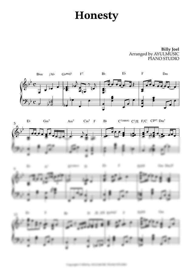 Billy Joel - Honesty (완곡 피아노 악보) (7080 추억 팝송) by AYULMUSIC PIANO STUDIO0
