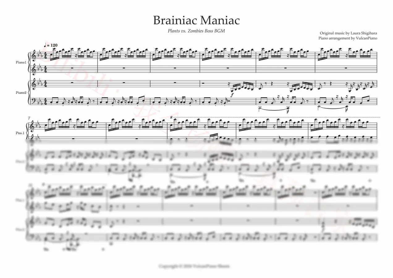植物大战僵尸 - 【四手联弹】Brainiac Maniac(Bilibili:我全场唯一真预言家)