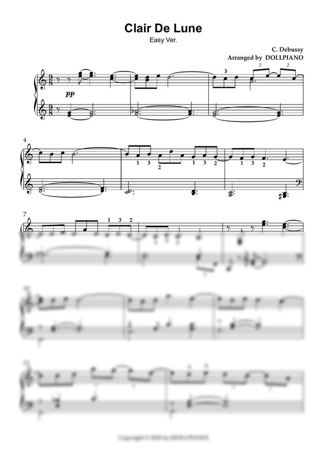 C. Debussy (드뷔시) - Clair de Lune (쉬운 달빛) (다장조) by DOLLPIANO0