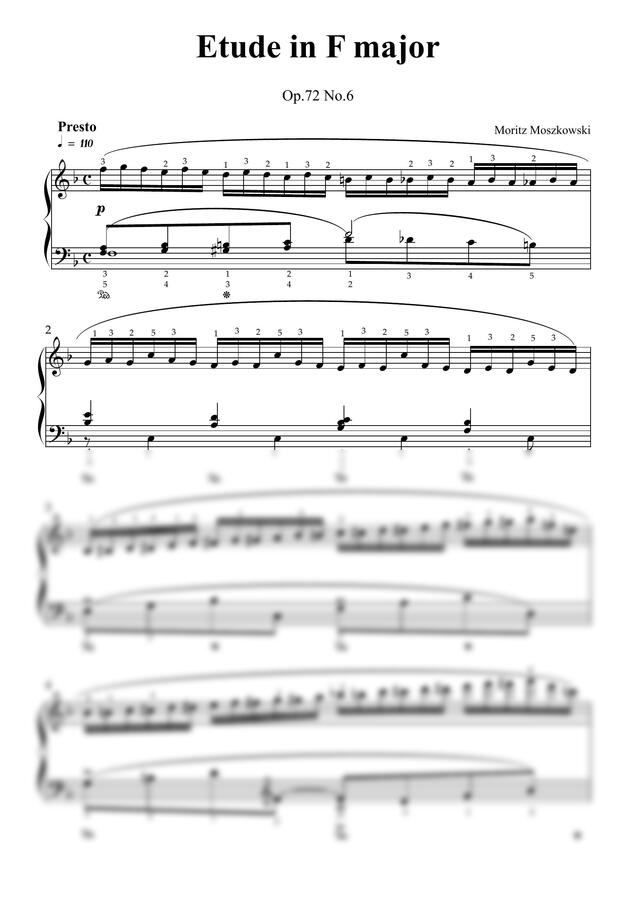 Moritz Moszkowski(모슈코프스키) - Etude Op.72 No.6 - 콩쿨 추천곡 by 악보다나와0