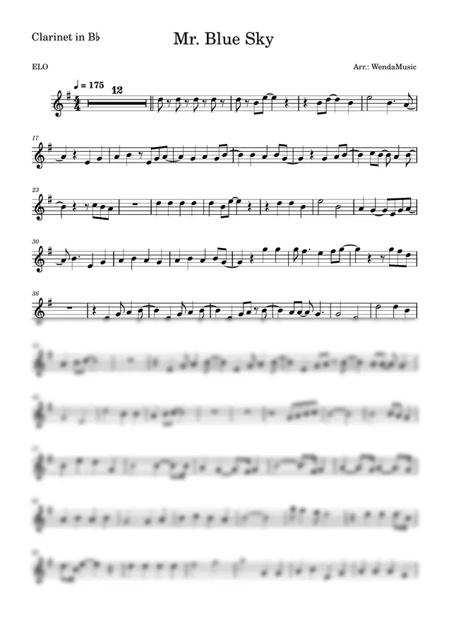 ELO - Mr. Blue Sky (Clarinet in Bb)