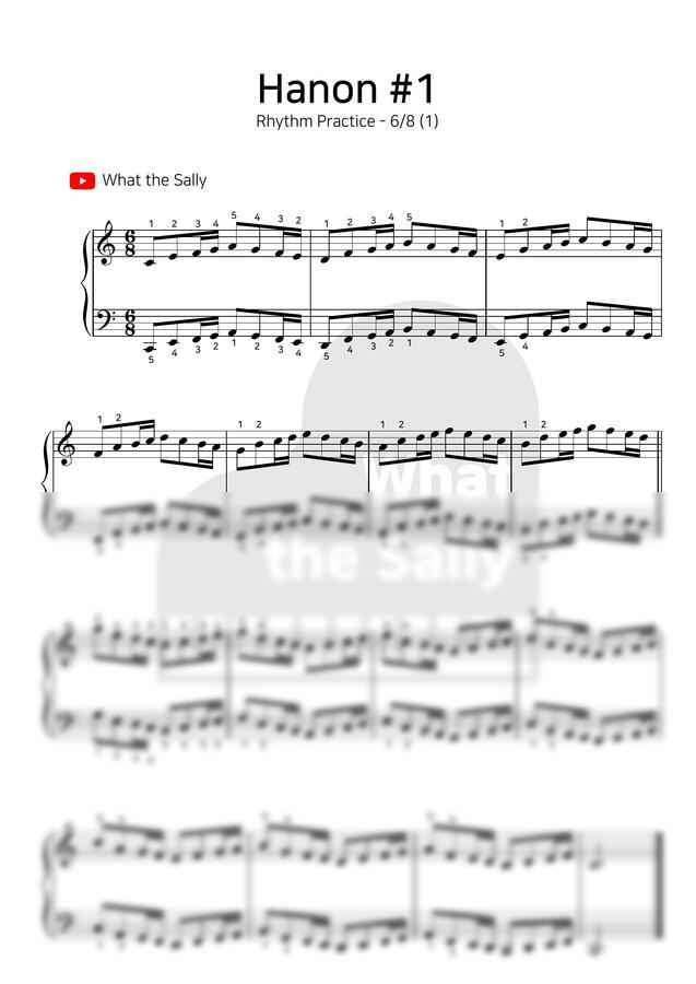 C.L. Hanon (하농) - 1~20번 (8분의 6박자 연습 (1), 양손, 왼손화음 두 가지 연습 방법)0