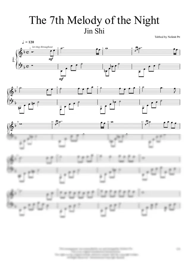 Jin Shi - The 7th Melody of the Night (Piano) by Nolimit Ptt 1p 미리보기