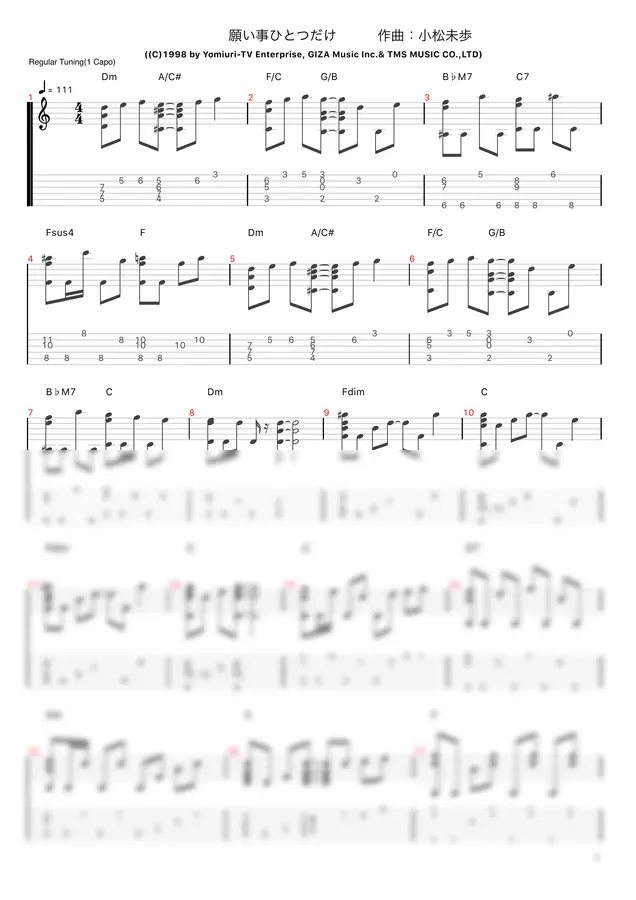 Case Closed - Negai Goto Hitotsu Dake (Fingerstyle Guitar)