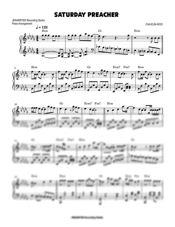 차은우 - SATURDAY PREACHER (원키 + 쉬운키 포함) by JENARRTEE Recording Studio0
