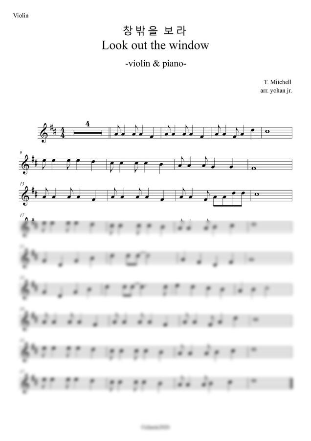 T. Mitchell - 창밖을 보라 (바이올린+피아노) by classic20200