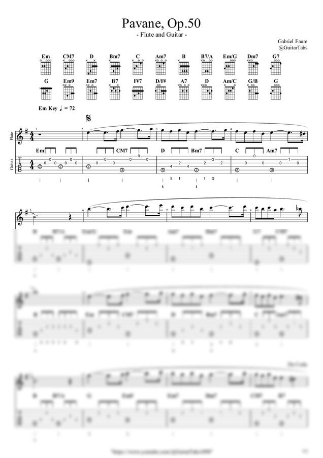 Gabriel Faure - Pavane, Op.50(Flute+Guitar) by GuitarTabs0