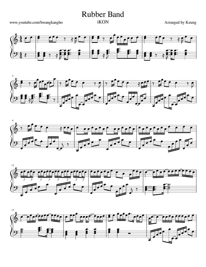악보 > iKON (아이콘) 고무줄다리기 (Rubber Band) by Keung