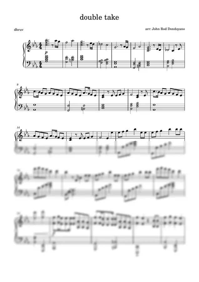 dhruv - double take (PIANO SHEET)