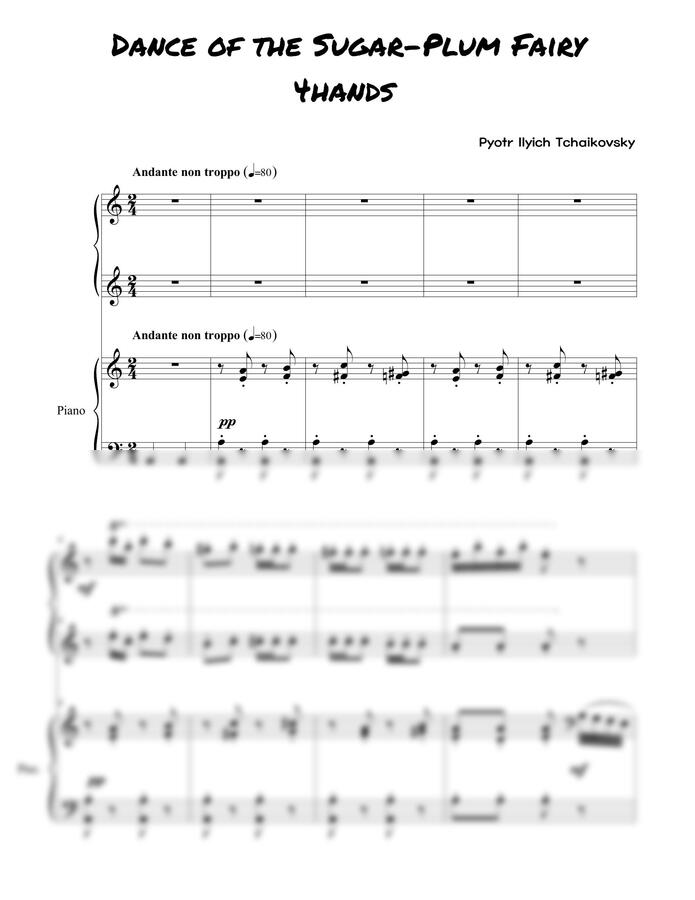 차이코프스키(Tchaikovsky) - 호두까기인형, "사탕요정의 춤" 피아노 포핸즈 (Dance of the Sugar-Plum Fairy)for piano 4hands (난이도 중)
