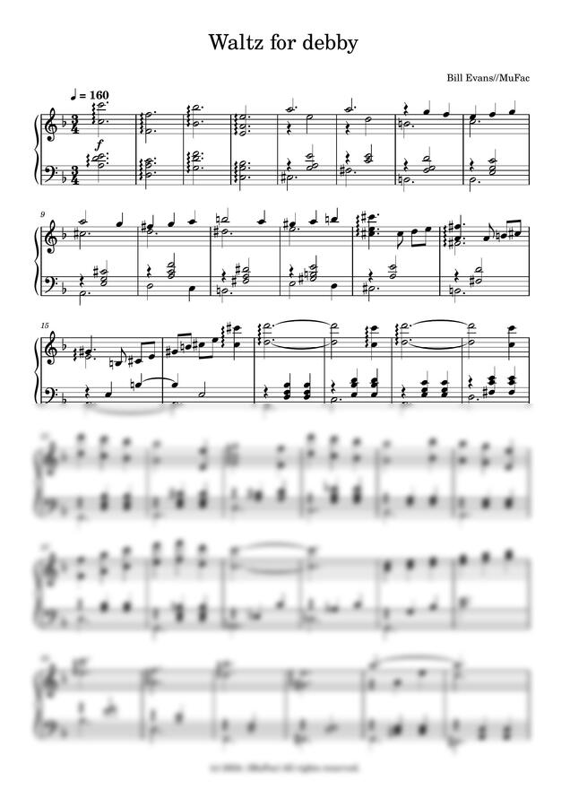 Bill Evans - Waltz for debby (깔끔한 피아노 악보)