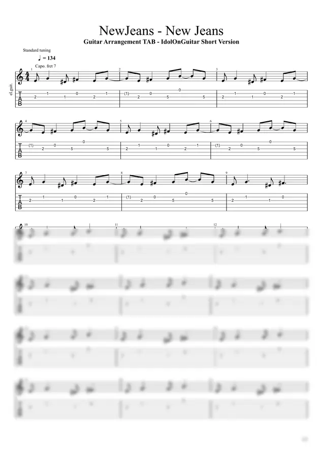 Guitar Arrangement TAB - IdolOnGuitar Short Version - NewJeans - New Jeans