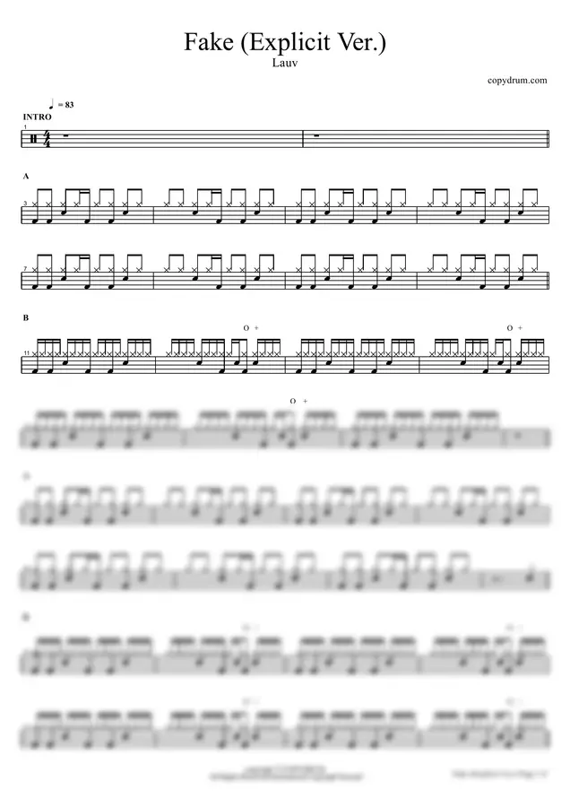 Lauv - Fake (Explicit Ver.) by copydrum 1p 미리보기