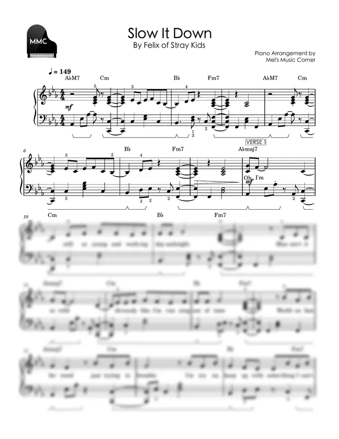 Felix of Stray Kids - Slow It Down (piano sheet music)