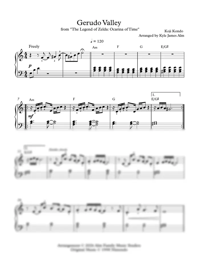 Koji Kondo Arranged by Kyle James Alm - Gerudo Valley (Easy Version - from "The Legend of Zelda: Ocarina of Time")