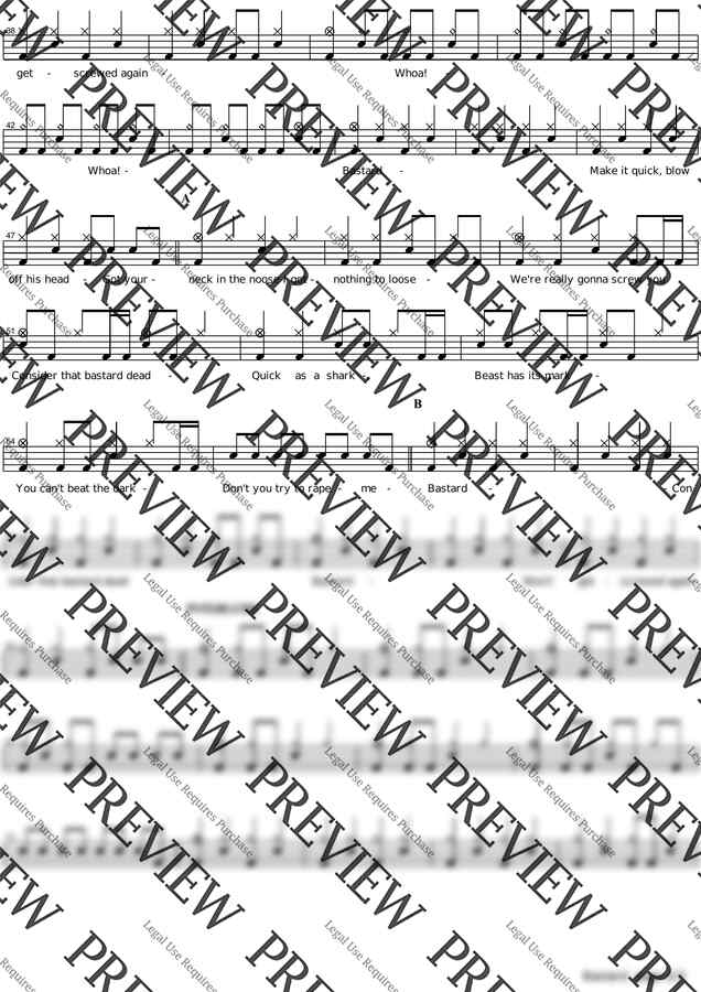 악보 > Motley Crue Bastard by 카피드럼