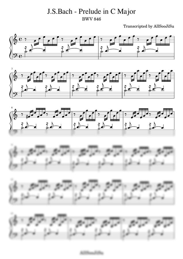 J.S.Bach (바흐) - Prelude No.1(프렐류드 1번) (원본악보) by AllSoo지수0