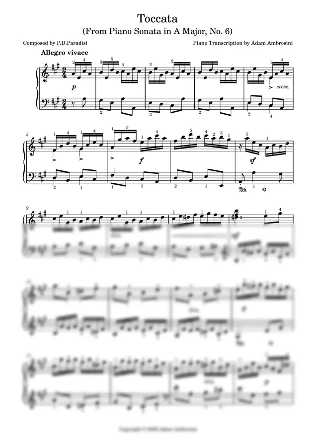 Pietro Domenico Paradisi/Paradies - Toccata in A Major