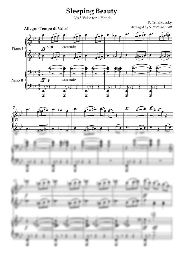 P.Tchaikovsky/S.Rachmaninoff - Sleeping Beauty Waltz for 4 Hands/차이콥프스키 잠자는 숲속의 공주 4 핸즈 (라흐마니노프 편곡)