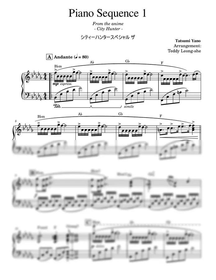Tatsumi Yano - City Hunter - Piano Sequence 1 シティーハンタースペシャル ザ