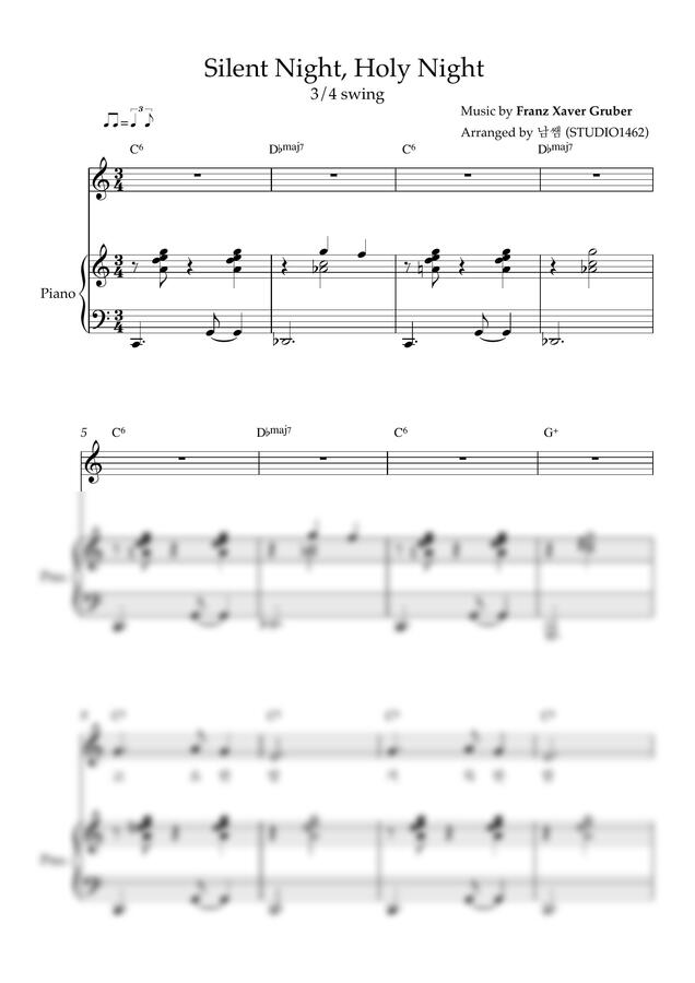 Franz Xaver Gruber - 고요한 밤 거룩한 밤 Silent Night, Holy Night 3/4 swing by 남쌤 (Studio1462)0