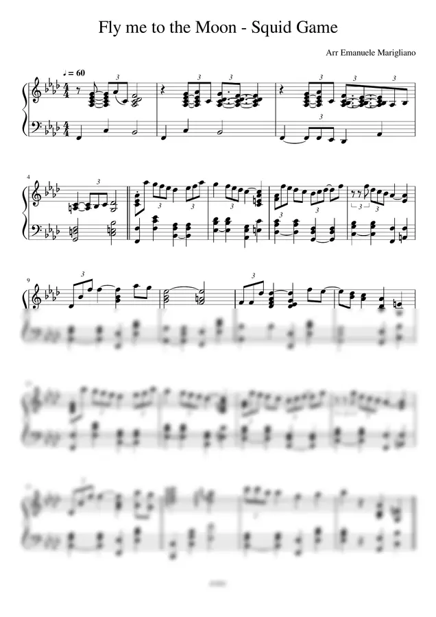 Squid Game - Fly me to the Moon (medium piano)