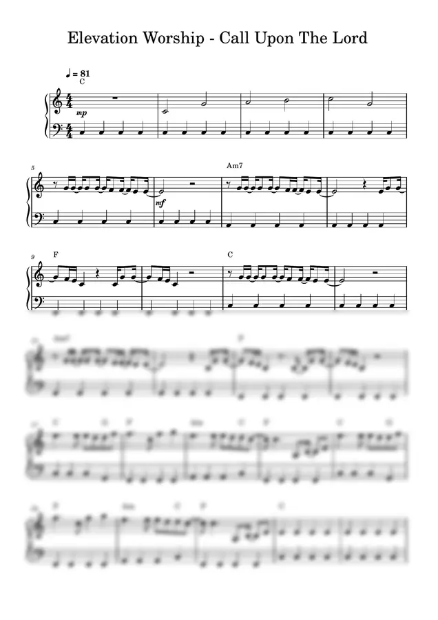 Elevation Worship - Call Upon The Lord (PIANO SHEET)