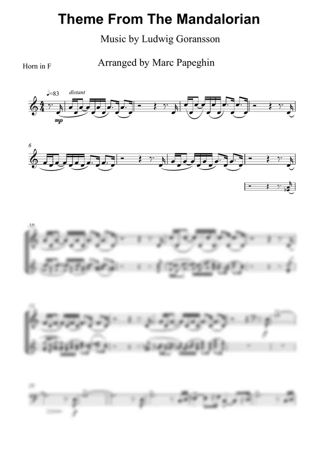 Ludwig Goransson - Theme From The Mandalorian (Solo French Horn)