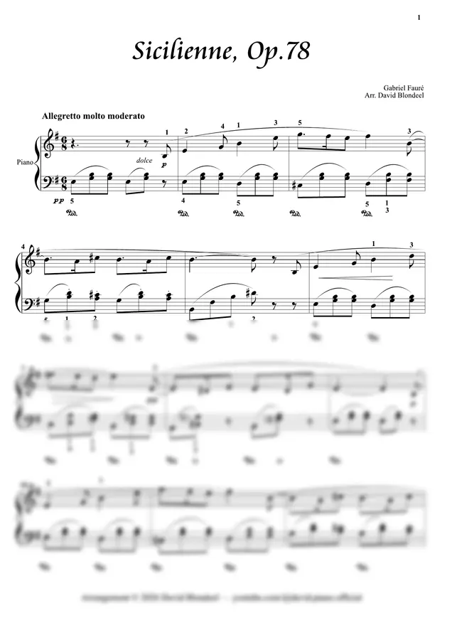 가브리엘 포레 - 시실리엔느 Op.78 (중급 피아노 독주)