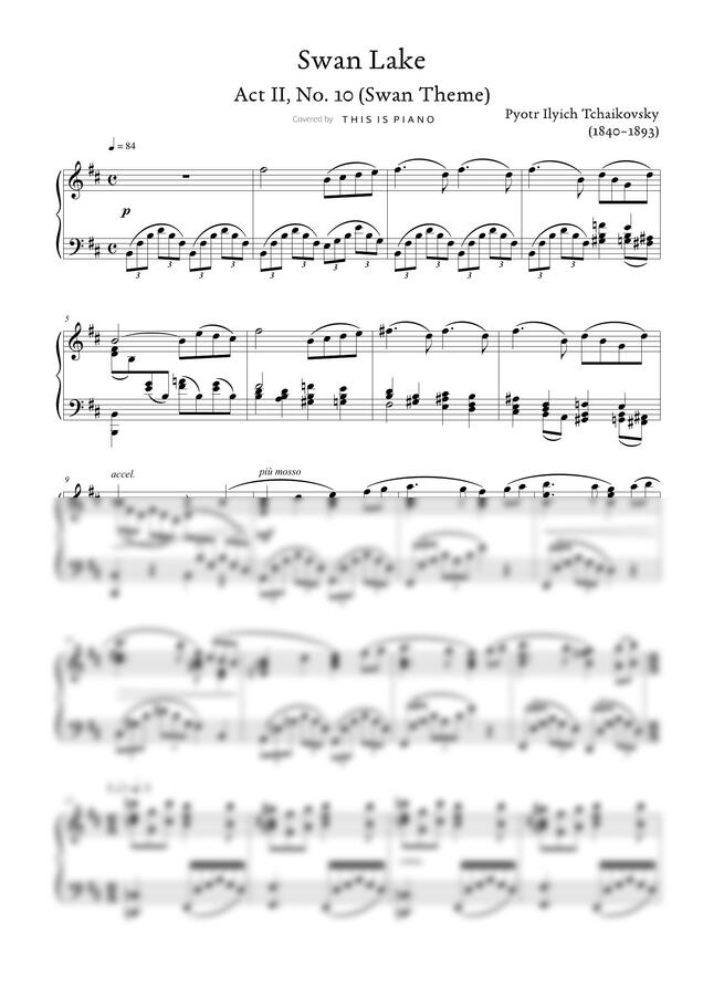 Tchaikovsky (차이코프스키) - Swan Lake (백조의 호수) (중급 악보) by THIS IS PIANO0