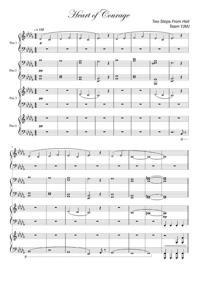 Two Steps From Hell - Heart of Courage (4 pianos 8 hands) by 대홍단감자0