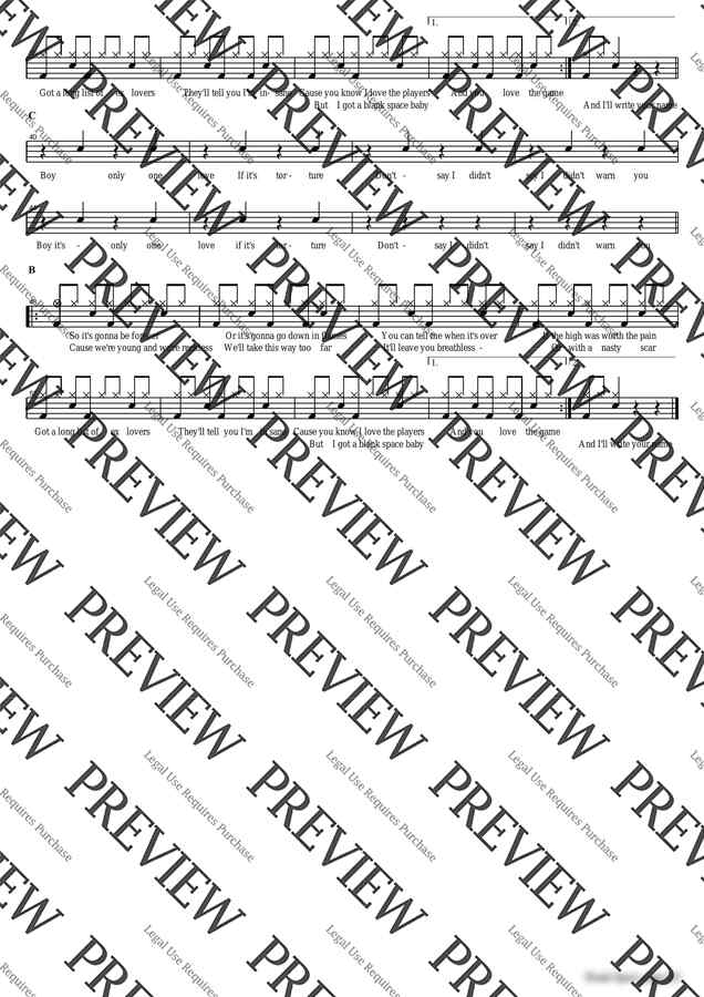 악보 > Taylor Swift Blank Space by 카피드럼