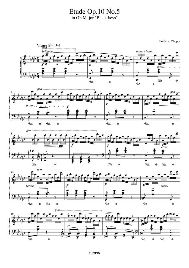 F. Chopin (쇼팽) - Etude Op.10 No.5 (에튀드 5번 "흑건") by JUNPIN0