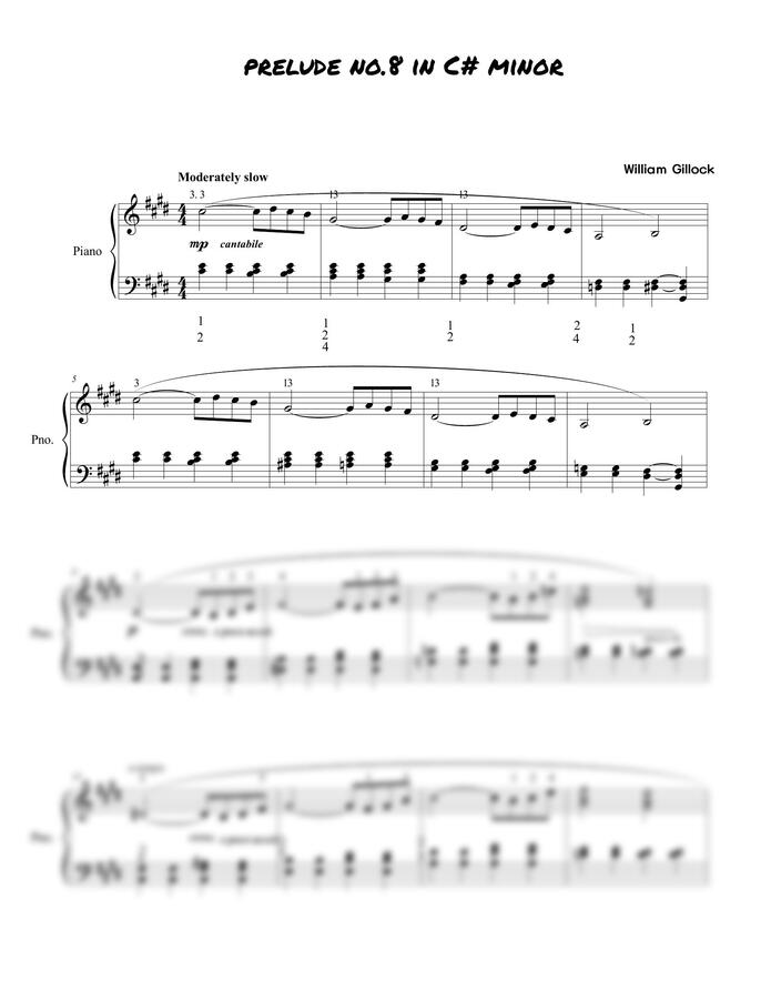 William Gillock - prelude no.8 in C# minor(피아노소품, 연주회) (손가락번호) by Rtree0