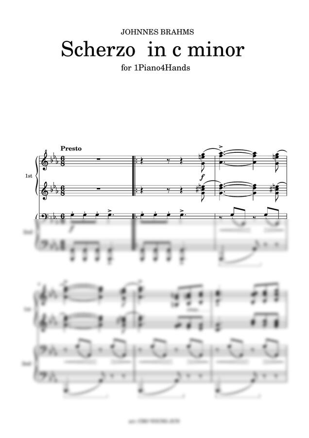 Brahms - Scherzo_in_c_minor for 1Piano4hands (바이올린을 포핸즈로)