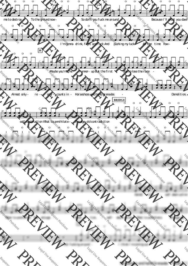 악보 > greenday Horseshoes and hand grenades by 카피드럼