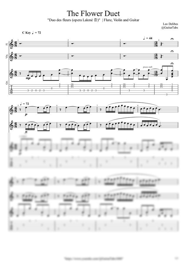 Leo Delibes - The Flower Duet (Flute+Violin+Guitar) by GuitarTabs0