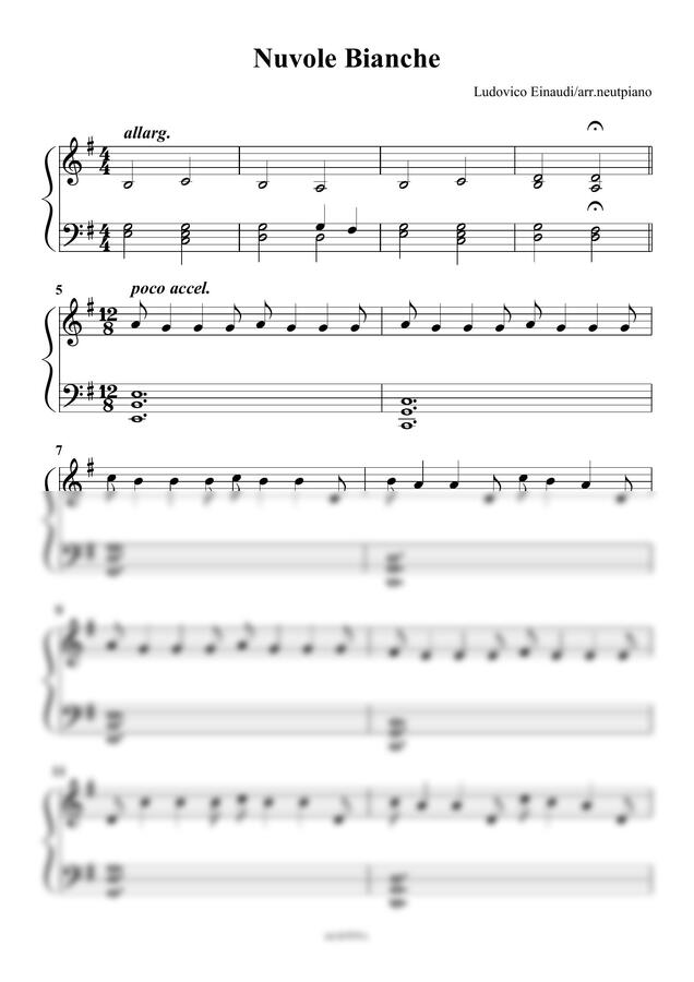 Ludovico Einaudi - Nuvole Bianche (쉬운 악보) by 늦피아노0