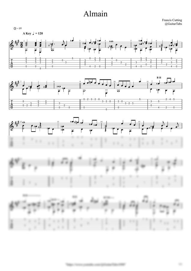 Francis Cutting - Almain by GuitarTabs0