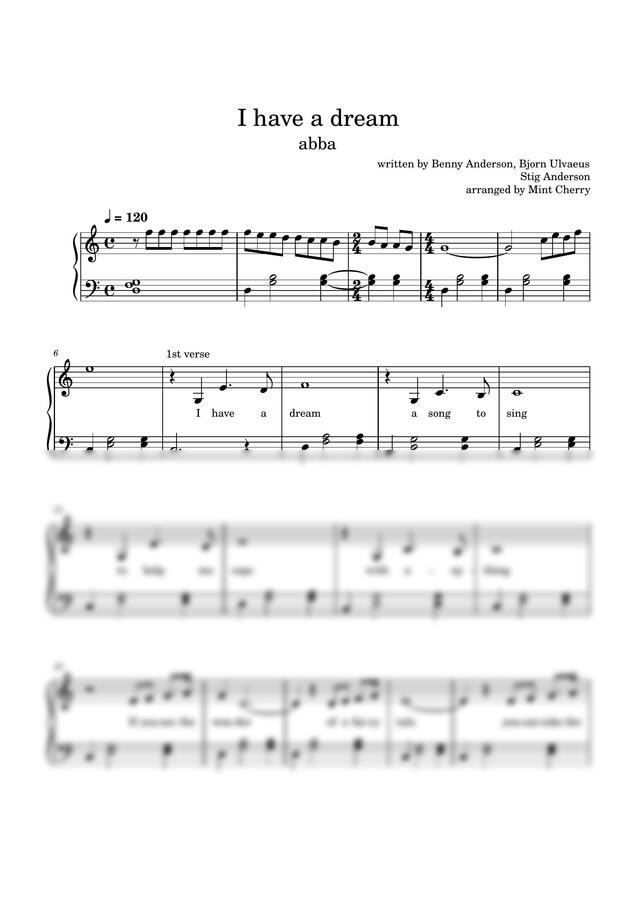 ABBA - I have a dream (쉬운 악보) by Mint Cherry0