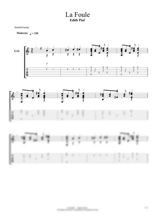 Edith Piaf - La Foule by 「Agape Guitar」 1p 미리보기