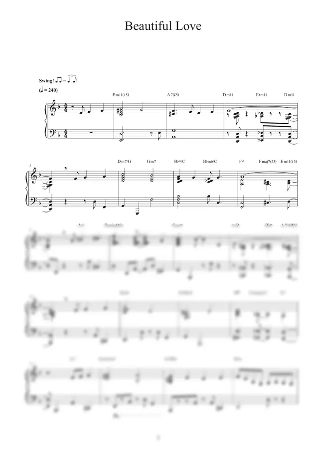 Victor Young - Beautiful Love by JIMS Sheet Music 1p 미리보기