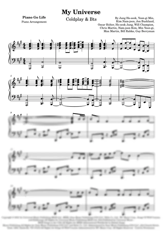Coldplay X BTS  - My Universe by Piano Go Life 1p 미리보기