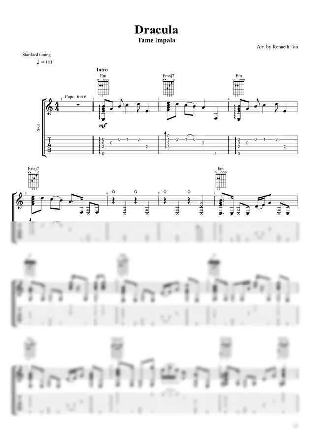 Tame Impala | Fingerstyle Guitar - Dracula
