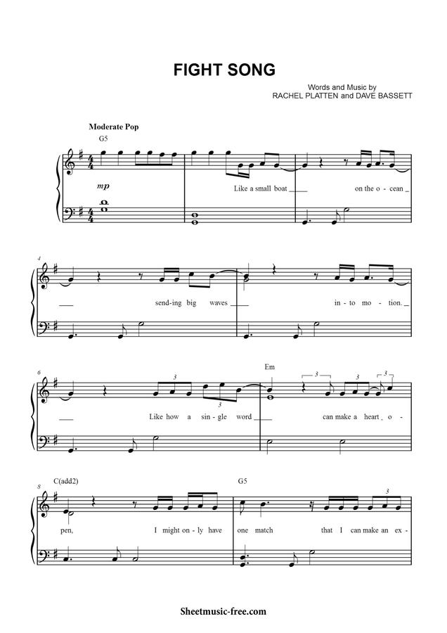 Rachel Platten - Fight Song by Sheetmusic-free.com0
