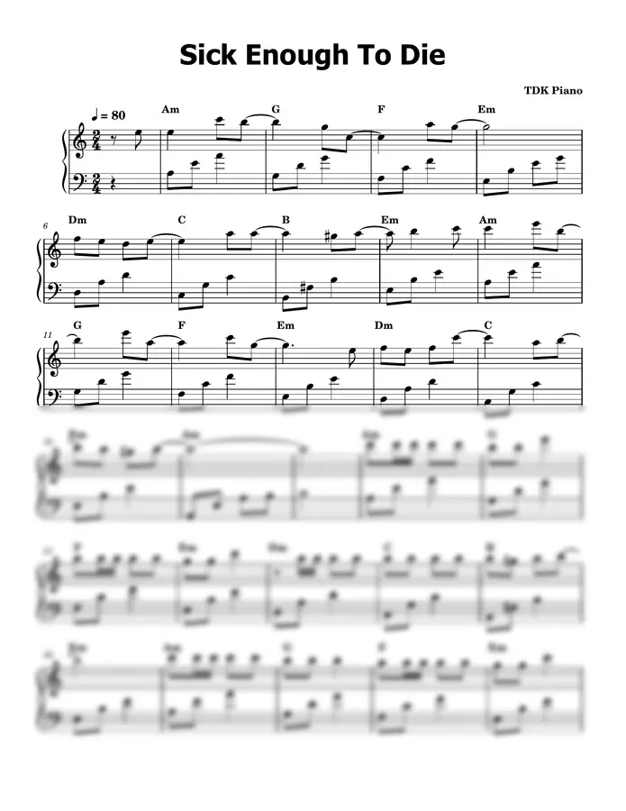 TDK Piano - Sick Enough To Die